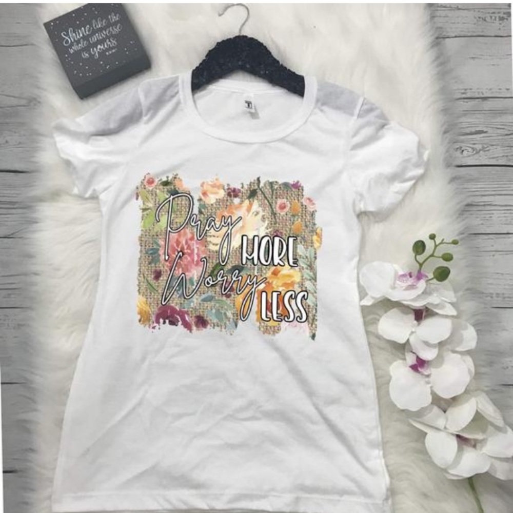 NWT Pray More Worry Less Graphic Tee
